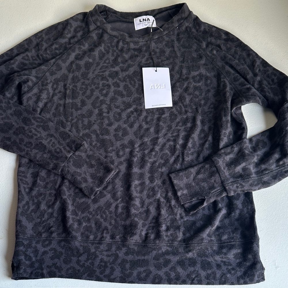 LNA Women's Black Patterned Long Sleeve Top